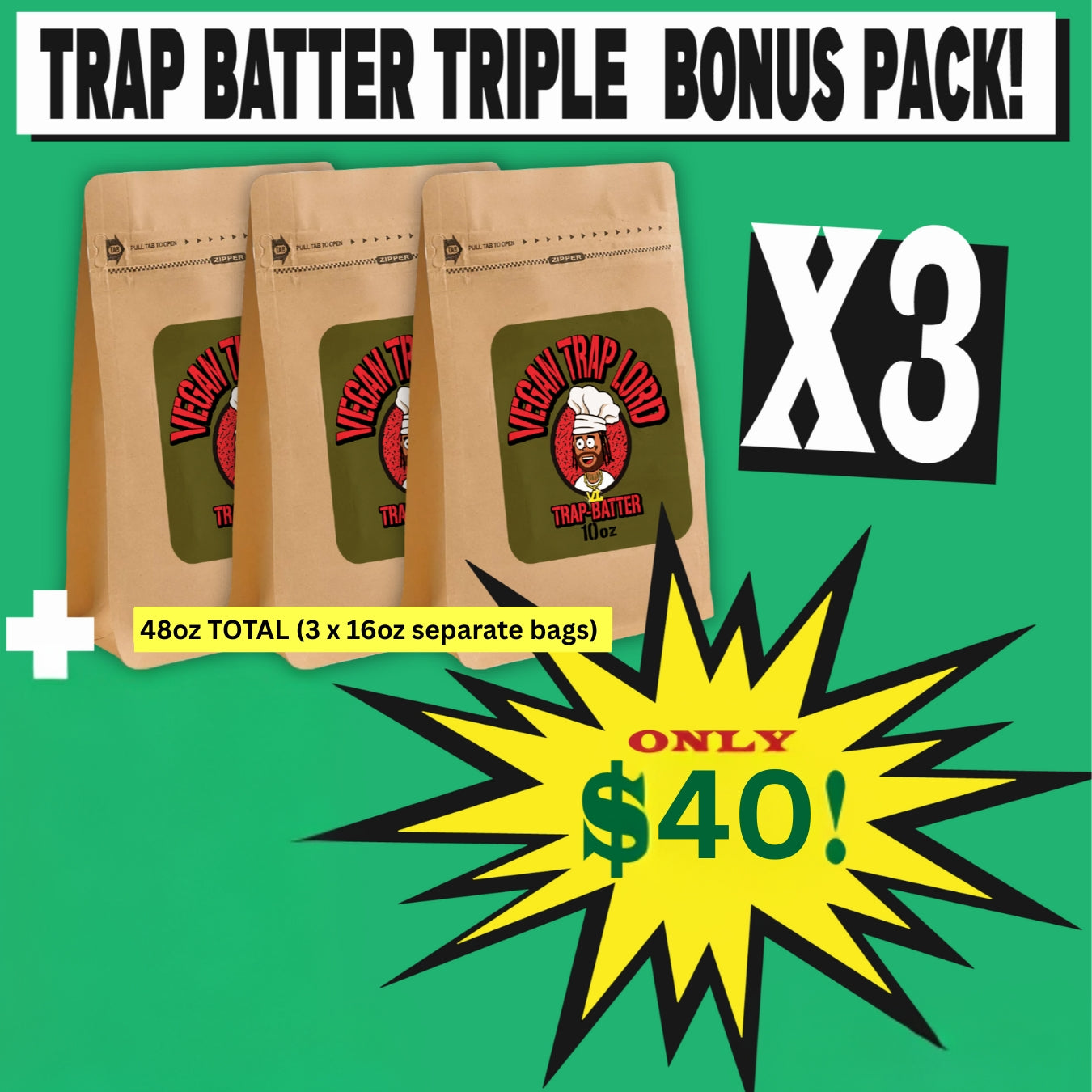 VEGAN TRAP BATTER TRIPLE PACK!!!